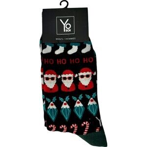 Mens Men's Yo Sox Socks Christmas Xmas Pattern Tree Santa Candy Cane Holly 7-12